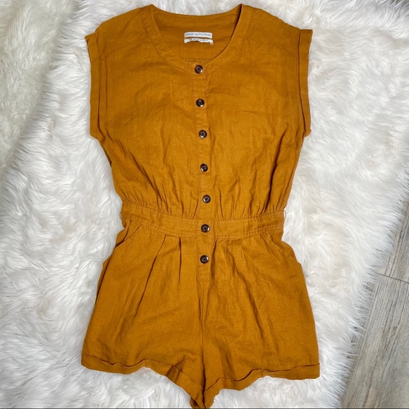 Urban Outfitters Julie Linen Button-Down Romper - Picture 2 of 6